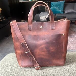 Portland Leather Brown Mini Crossbody Bag with Adjustable Strap